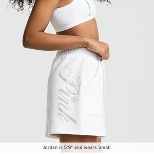 NWT VS PINK White Bling Ivy Fleece Classic Shorts Medium